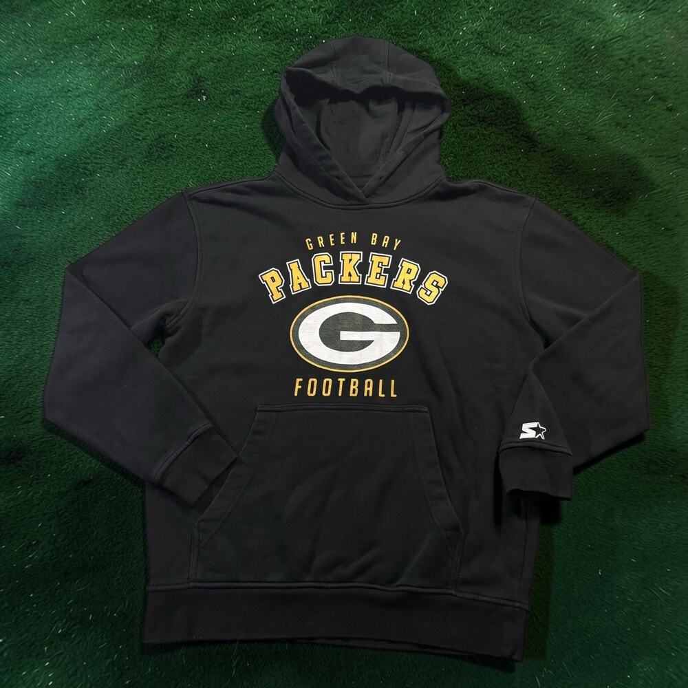 Starter NFL Green Bay Packers Hoodie Men’s Medium Black Football Sweatshirt